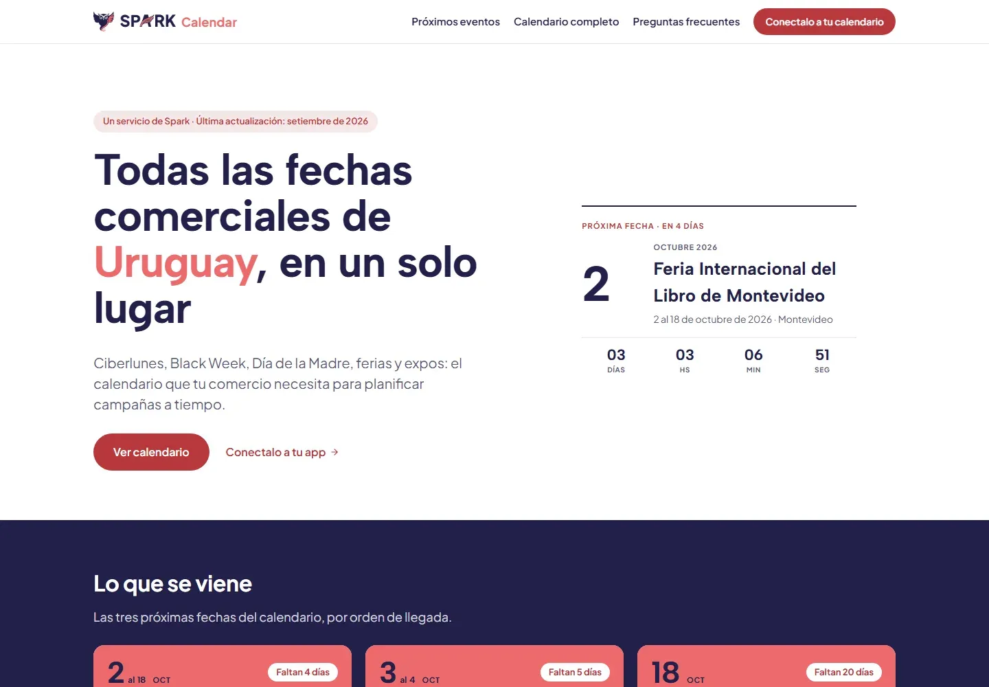 Spark Calendar, las próximas fechas comerciales de Uruguay